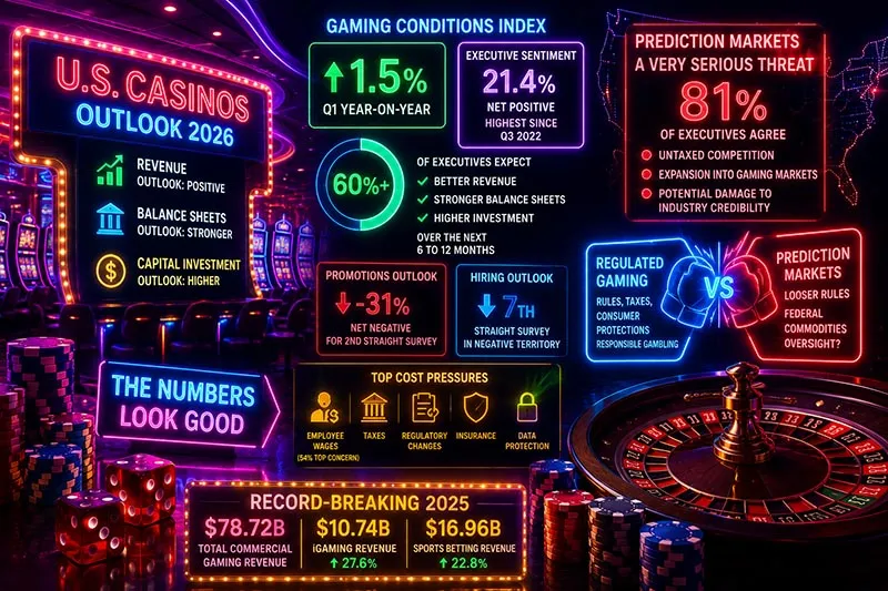 Panorama del sector del juego en Estados Unidos con foco en casinos, apuestas y presión regulatoria sobre los mercados de predicción