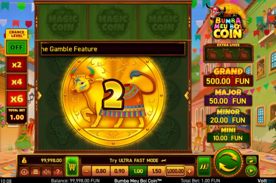 Imagen del slot Bumba Meu Boi Coin inspirado en el carnaval brasileño y su diseño de carrete central