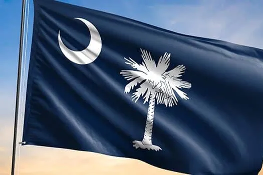 Bandera de Carolina del Sur en una imagen de apoyo sobre un premio de lotería estatal