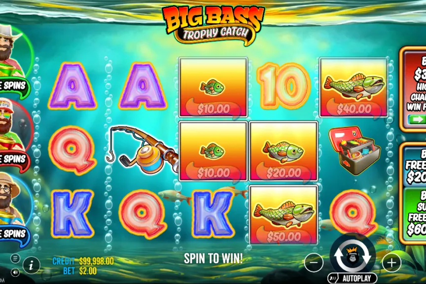 Captura del slot Big Bass Trophy Catch de Pragmatic Play