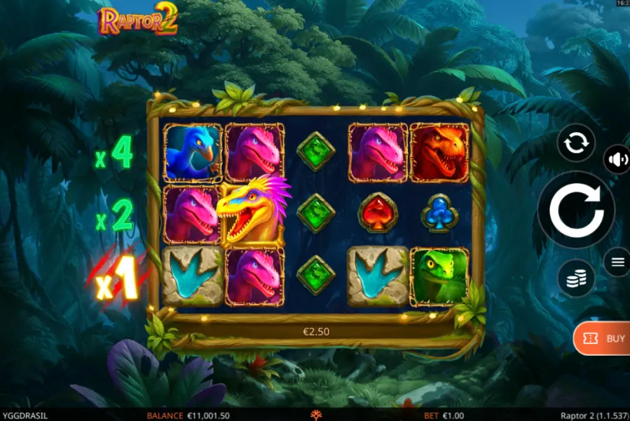 Captura del slot Raptor 2 Doublemax de Yggdrasil