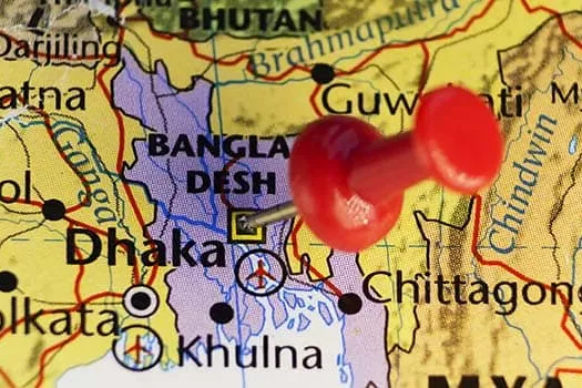 Mapa de Bangladés utilizado para ilustrar la futura reforma de la normativa sobre el juego