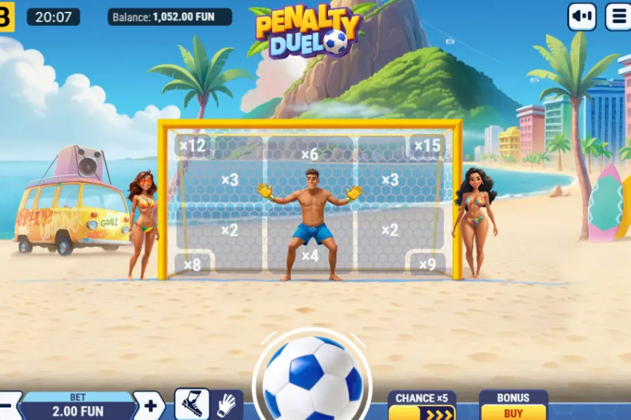 Captura de la tragamonedas Penalty Duel con temática de tanda de penales