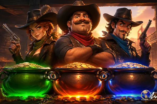 Imagen principal de Big Bounty Bandits: 3 Pots, la tragamonedas de Peter & Sons ambientada en el Lejano Oeste