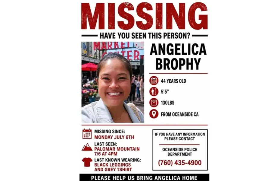 Cartel de búsqueda de Angelica Brophy, vista por última vez tras salir de Harrah’s Resort Southern California