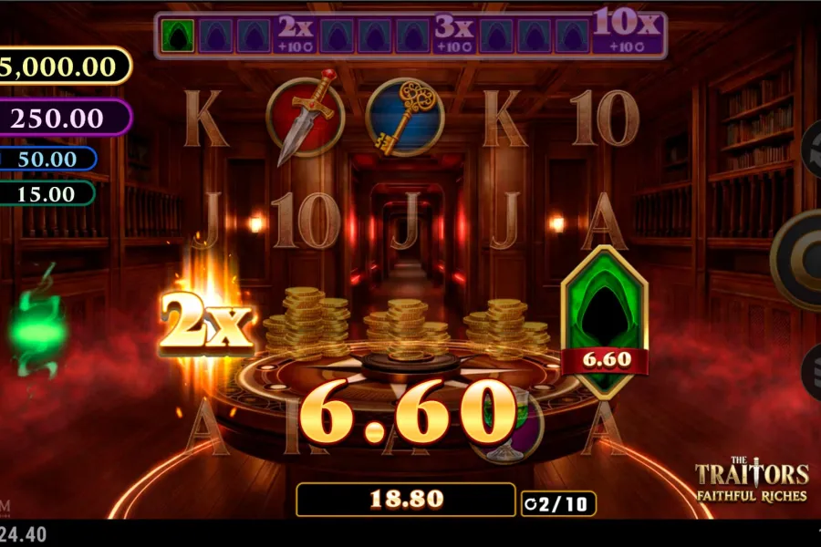 Captura del slot The Traitors Faithful Riches desarrollado para BetMGM