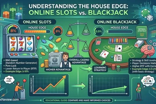 Ilustración sobre la ventaja de la casa en slots y blackjack
